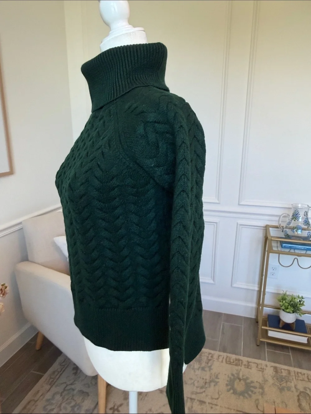 Aritzia Wilfred Free Lin Sweater 100% Wool Roll Neck Green XS